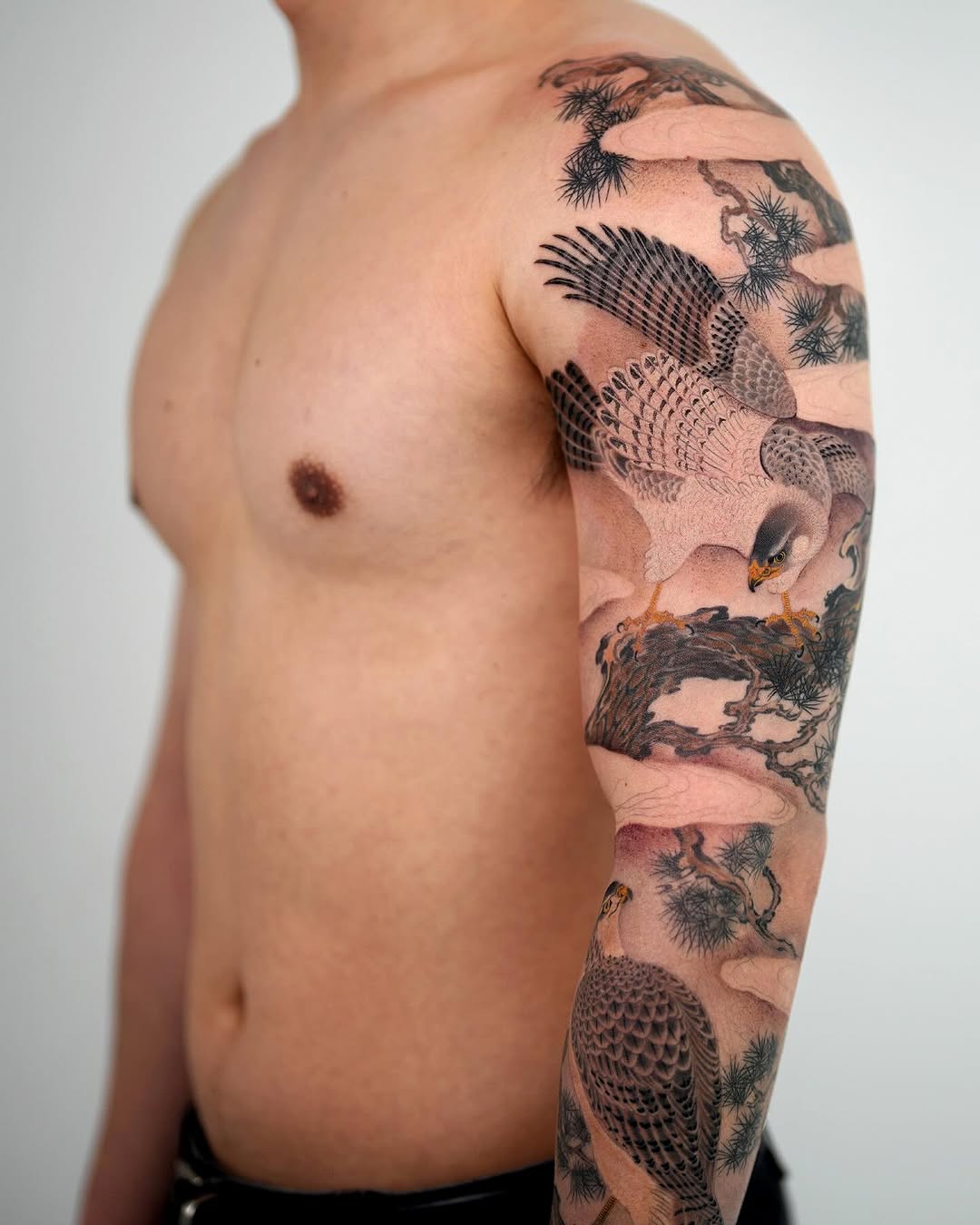 Stunning Hawk Tattoo Sleeve for Bold Expression