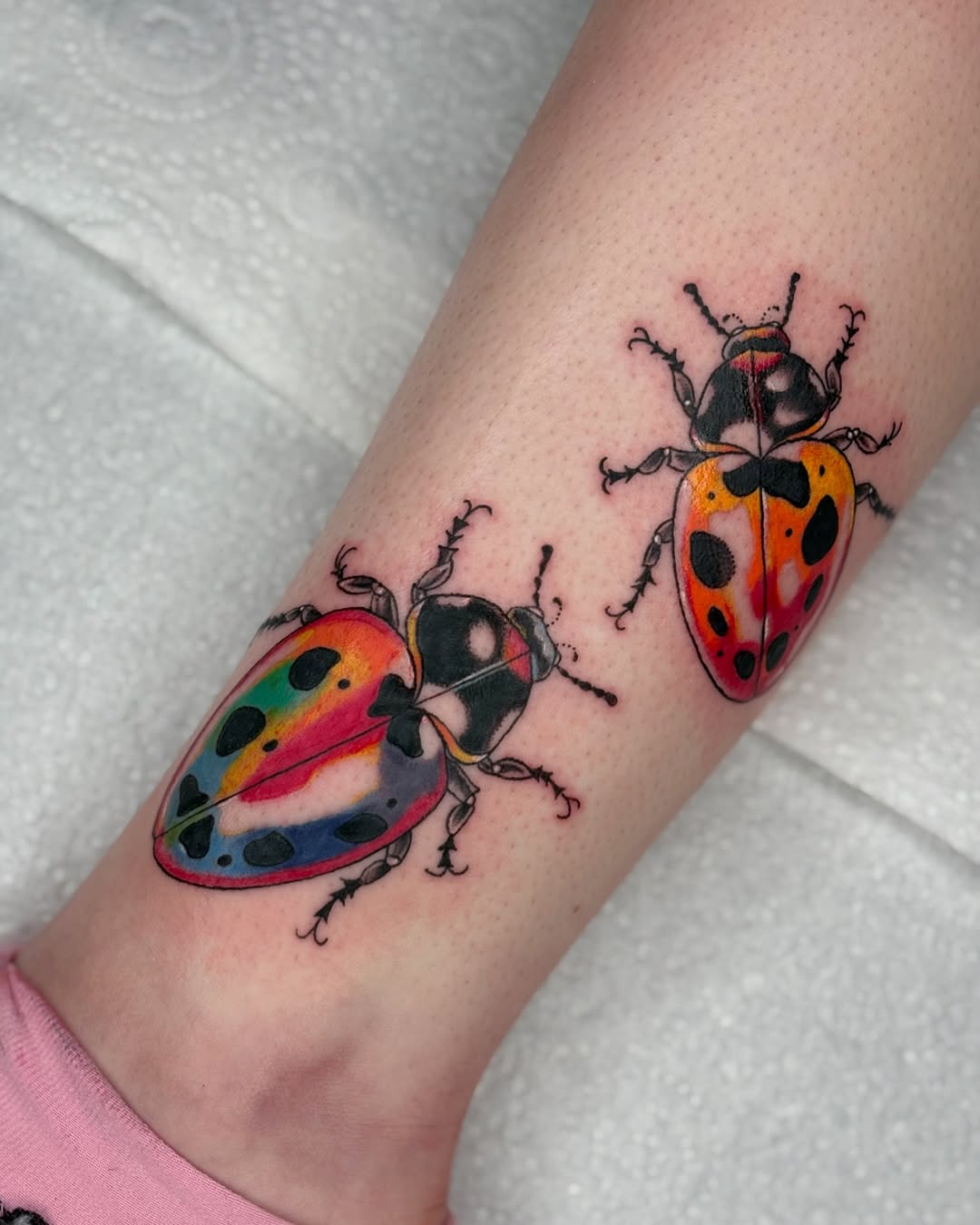 Vivid ladybug tattoos bursting with color