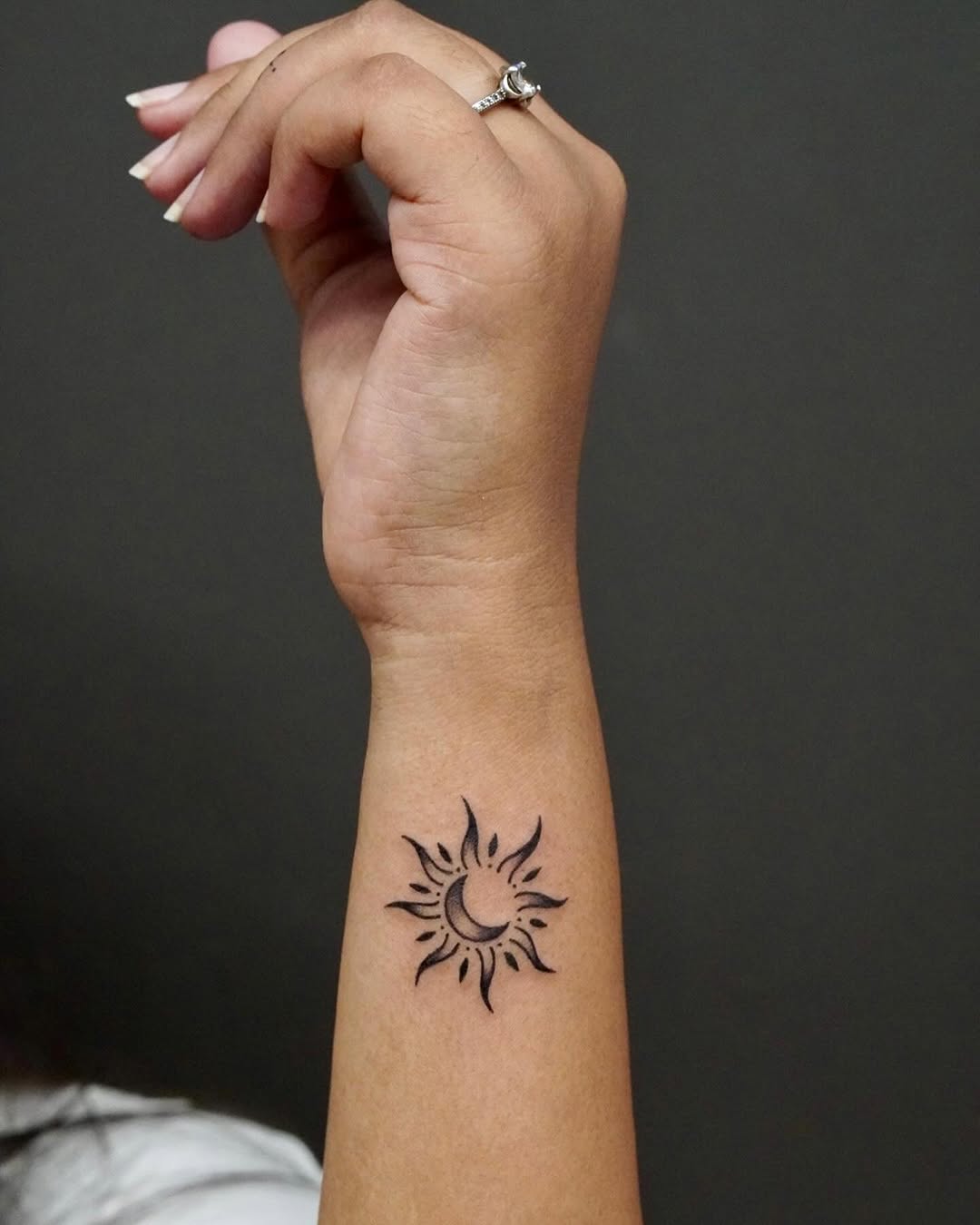 Minimalist Sun and Moon Tattoo Design
