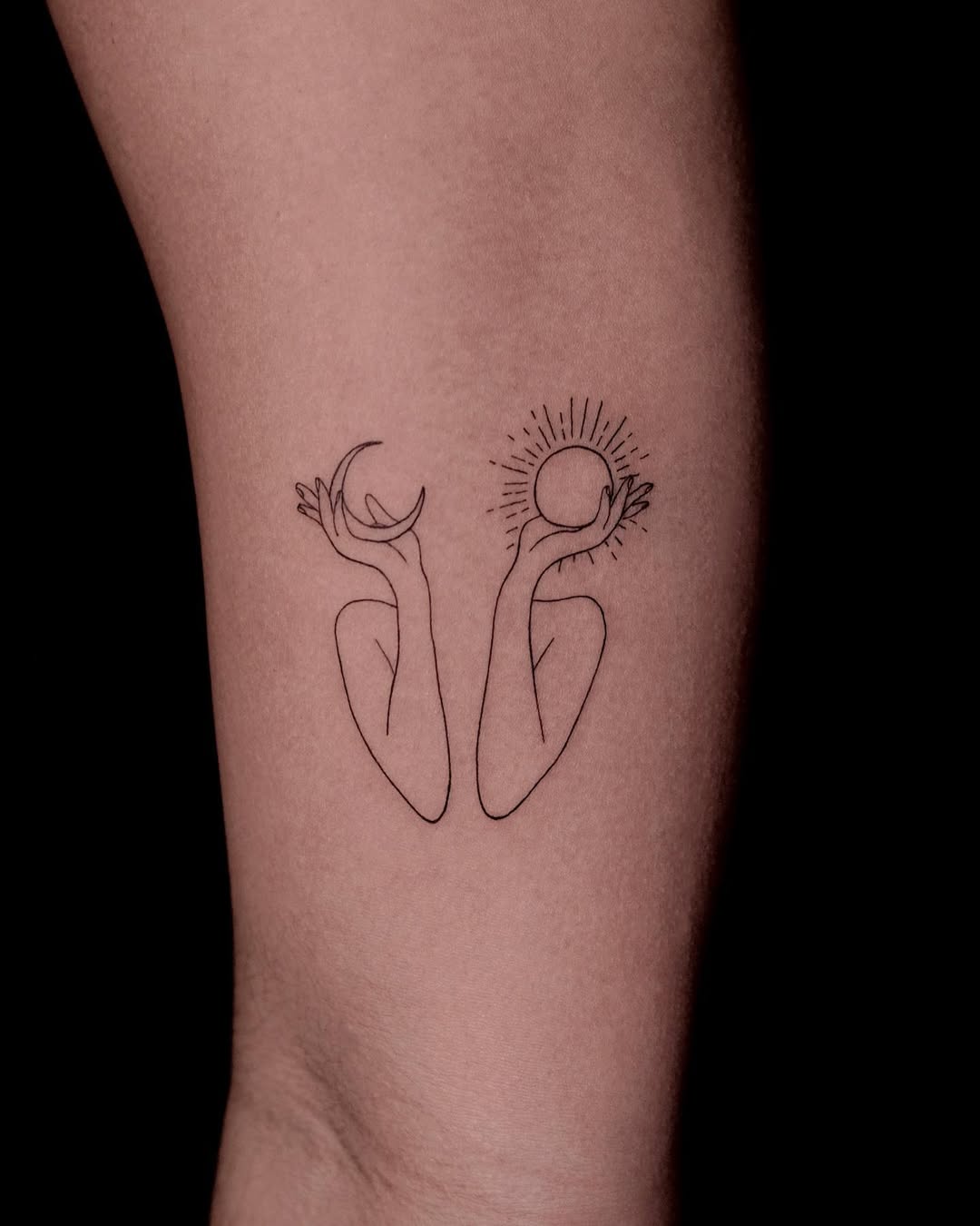 Elegant sun and moon tattoo concept for balance