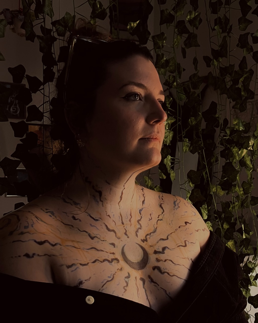 Magical lunar and solar tattoo design