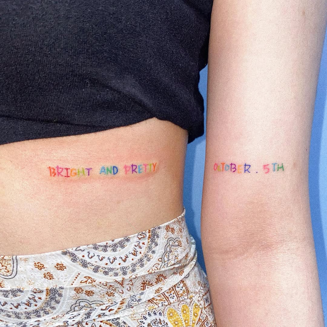 Vibrant Quote Tattoos with Meaningful Dates