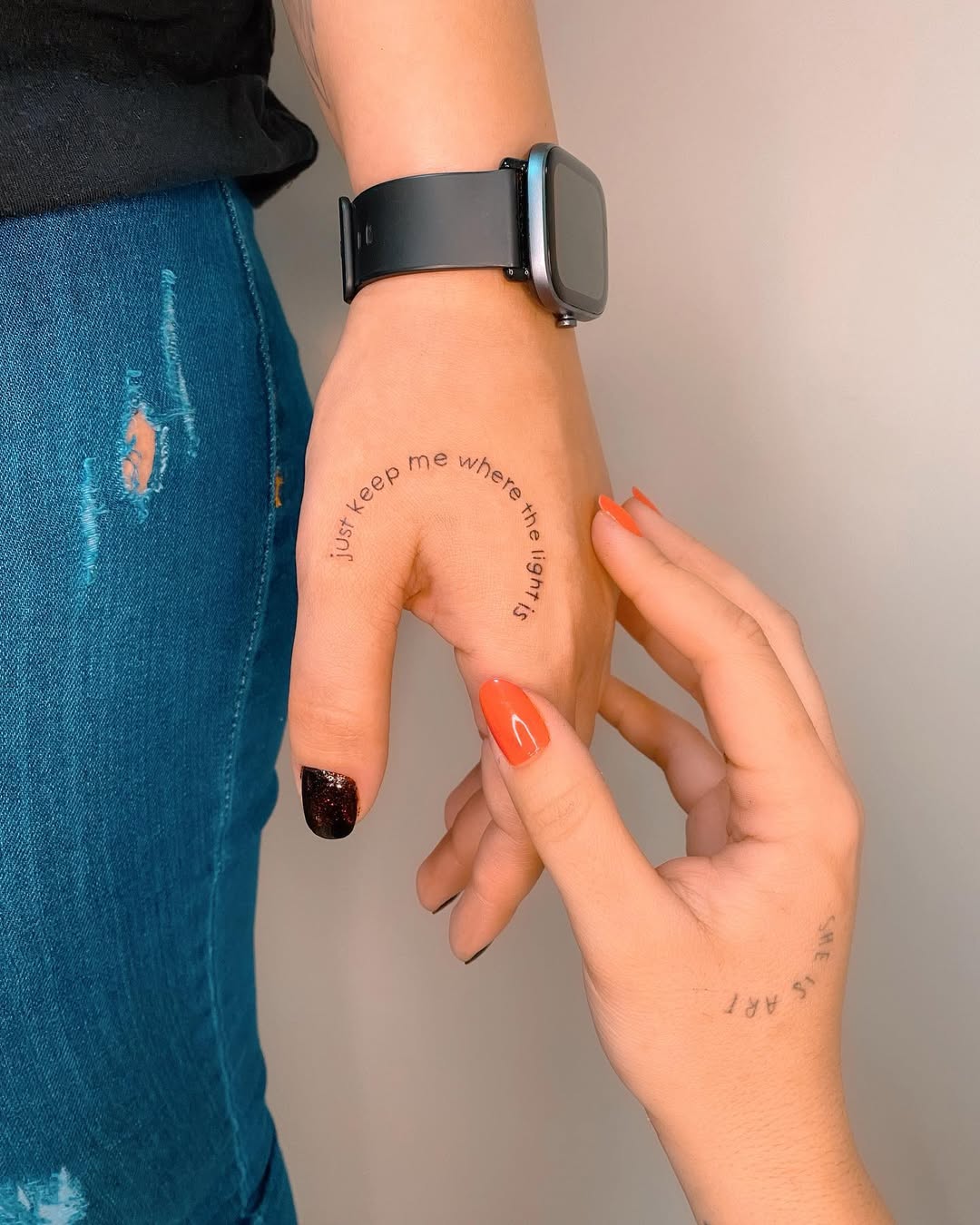 Meaningful Quote Tattoo on Hand Connection