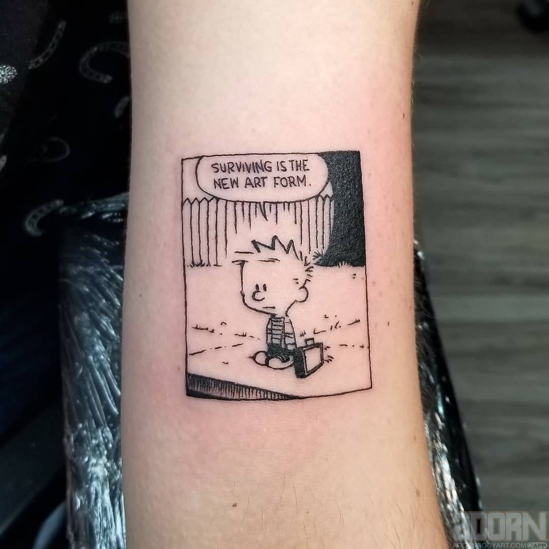 Vintage comic quote tattoo with deep meaning