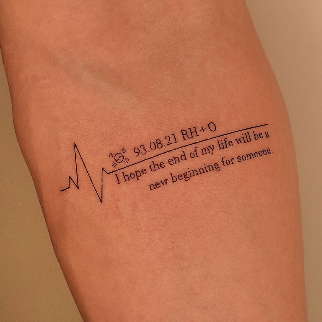 A heartbeat inspired quote tattoo design
