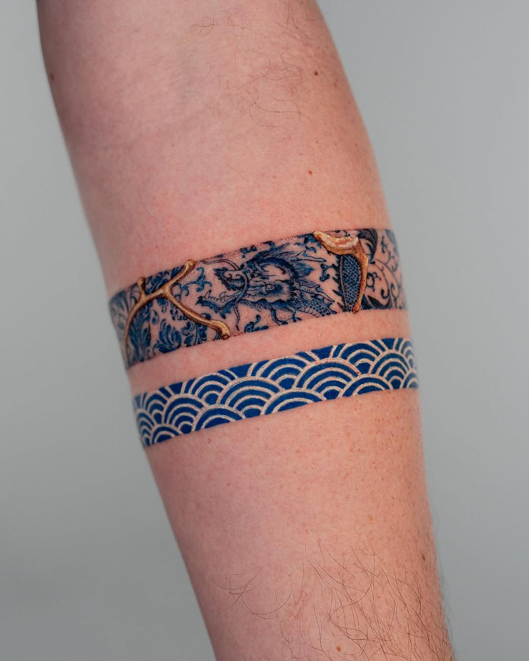 A Blend of Nature and Waves in Kintsugi Tattoos