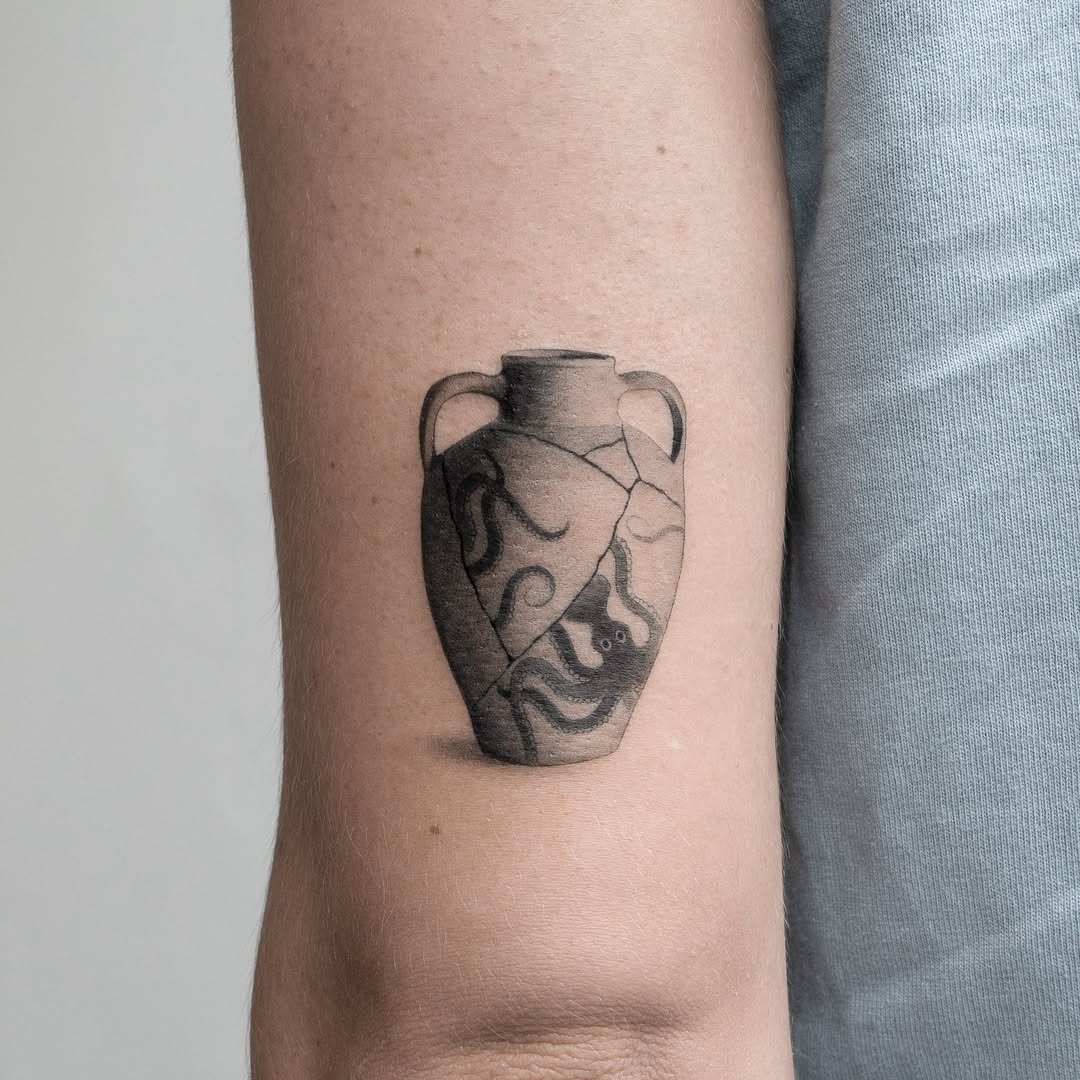Elegant Kintsugi Vase Design on Skin