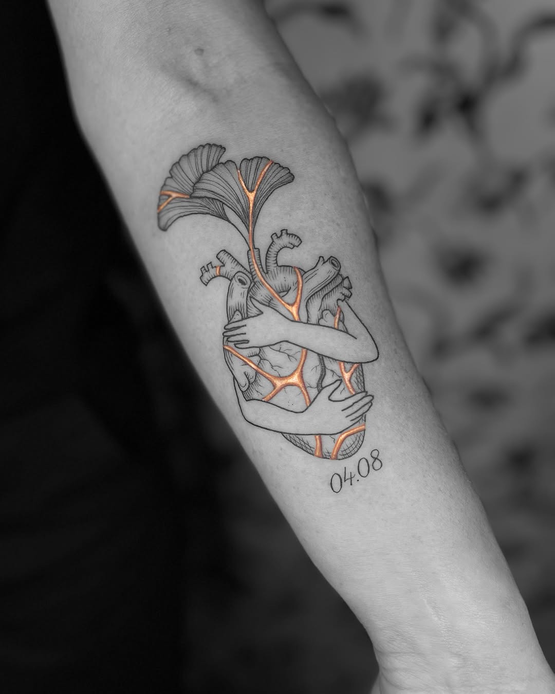 Heart Tattoo Emphasizing Kintsugi Aesthetic