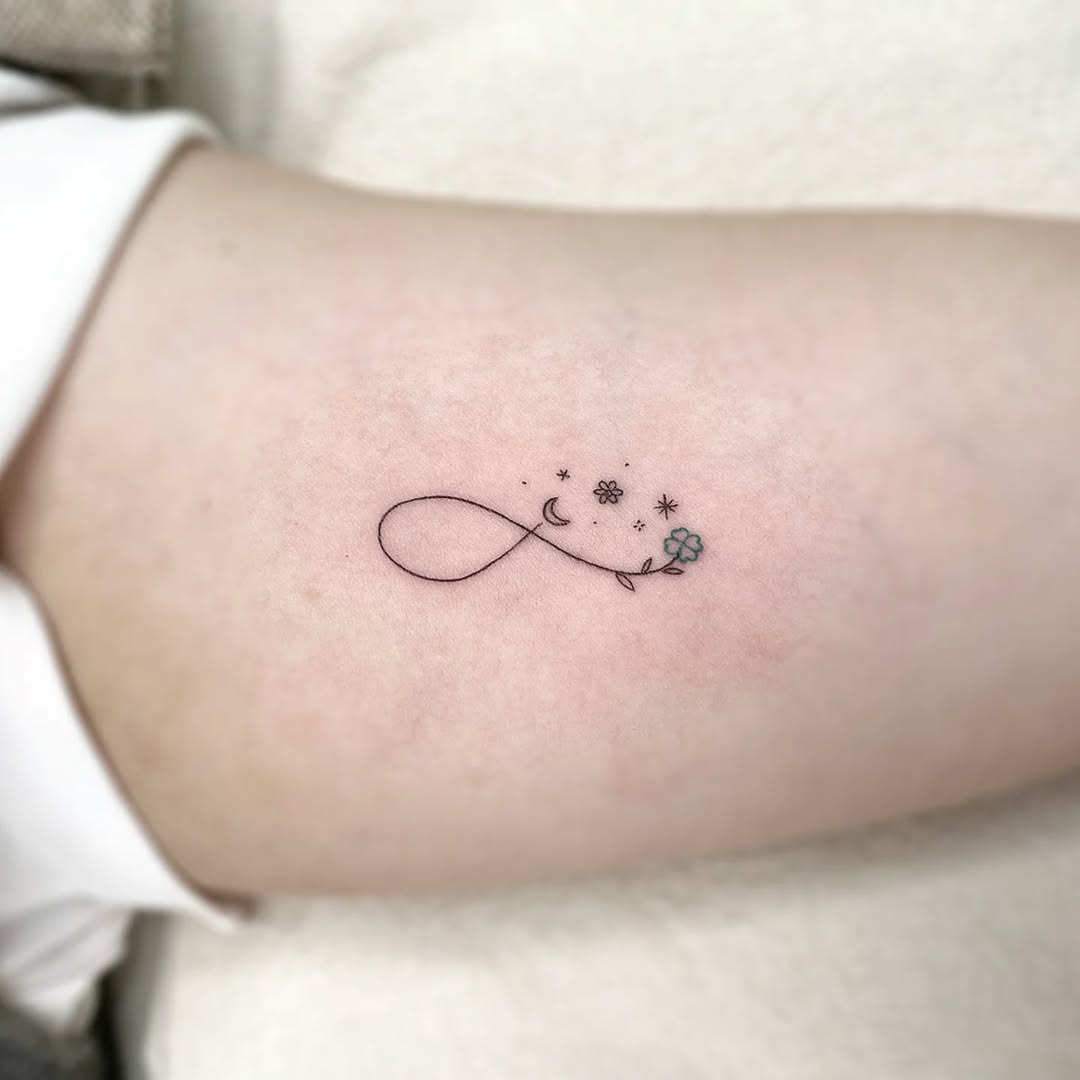 Elegant infinity sword tattoo on the neck