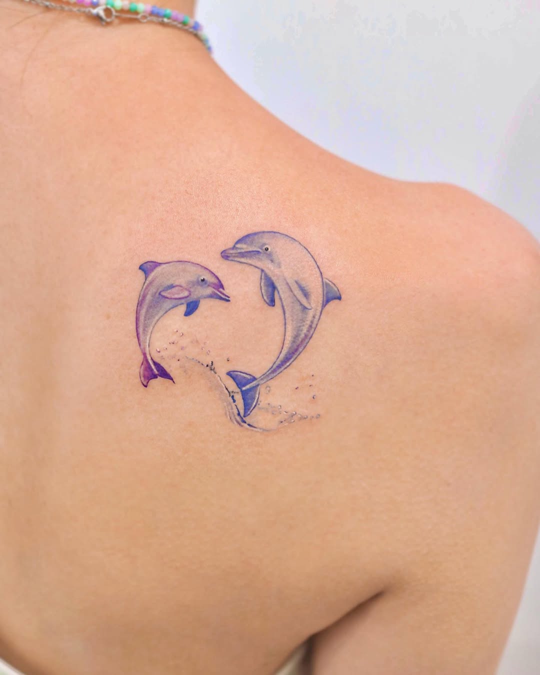 Whimsical dolphins in a playful embrace