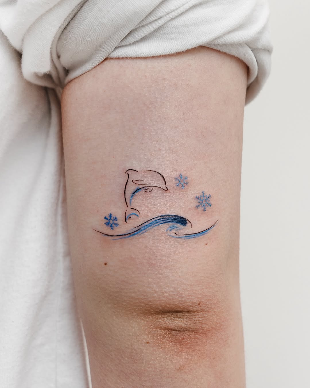 Charming dolphin tattoo with winter vibes