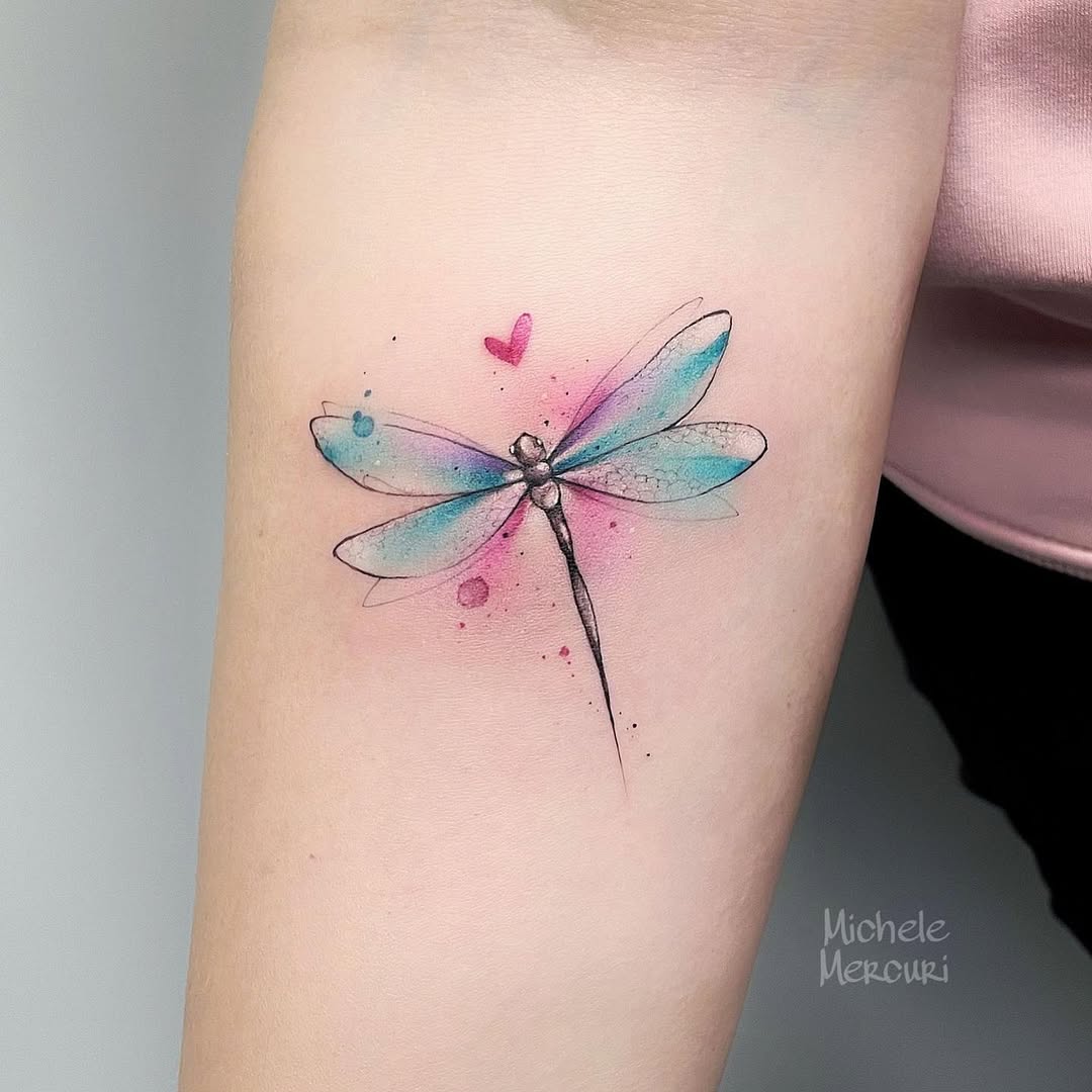Stunning watercolor dragonfly tattoo design