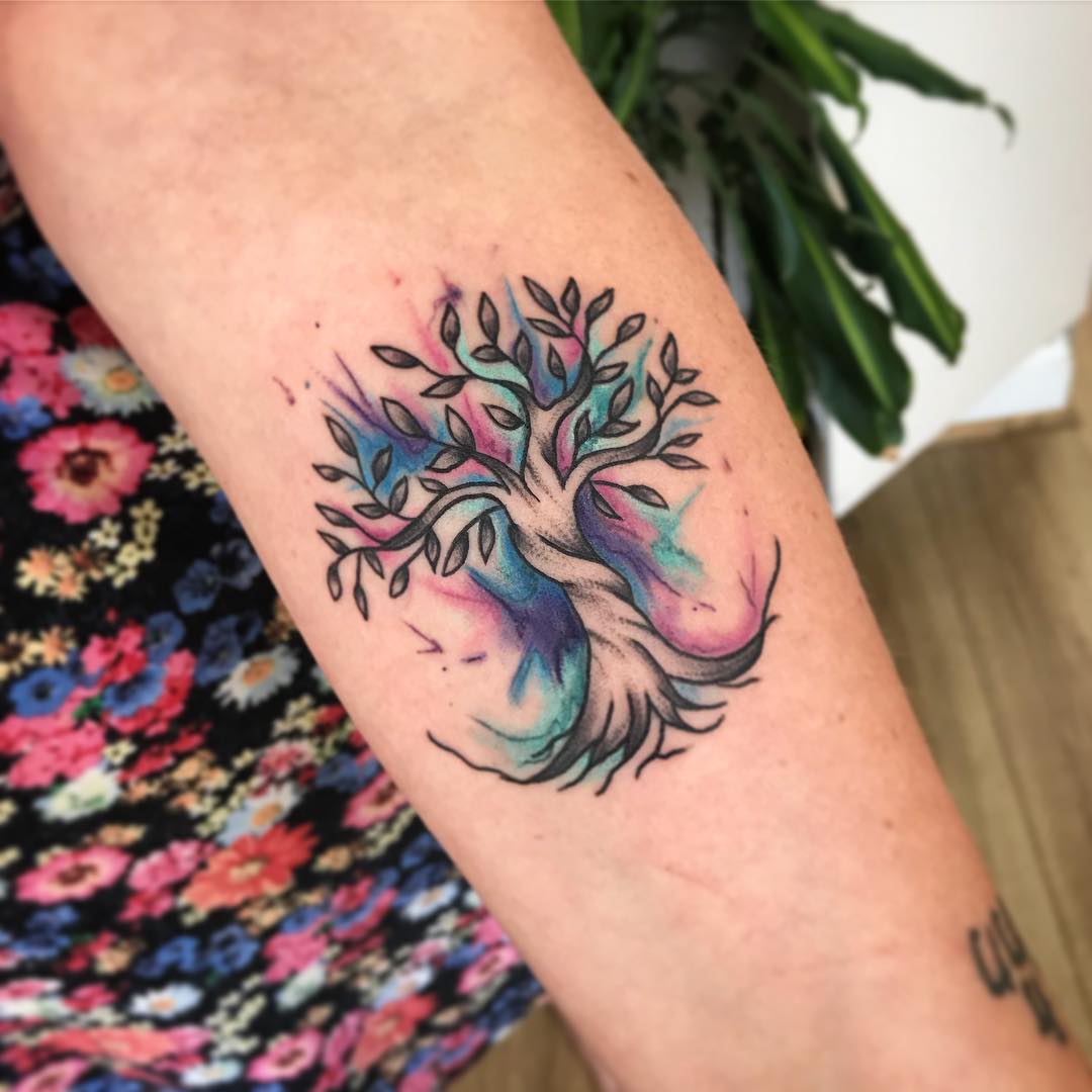 Vibrant Tree of Life Body Art Tattoo