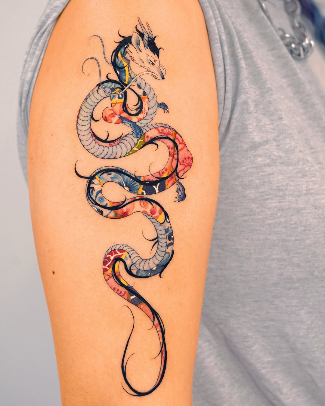 A Stunning Dragon Tattoo Coiling Elegantly