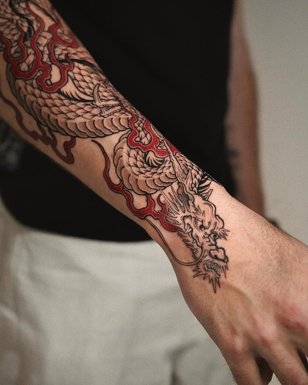 Stunning Oriental Dragon Tattoo on Forearm
