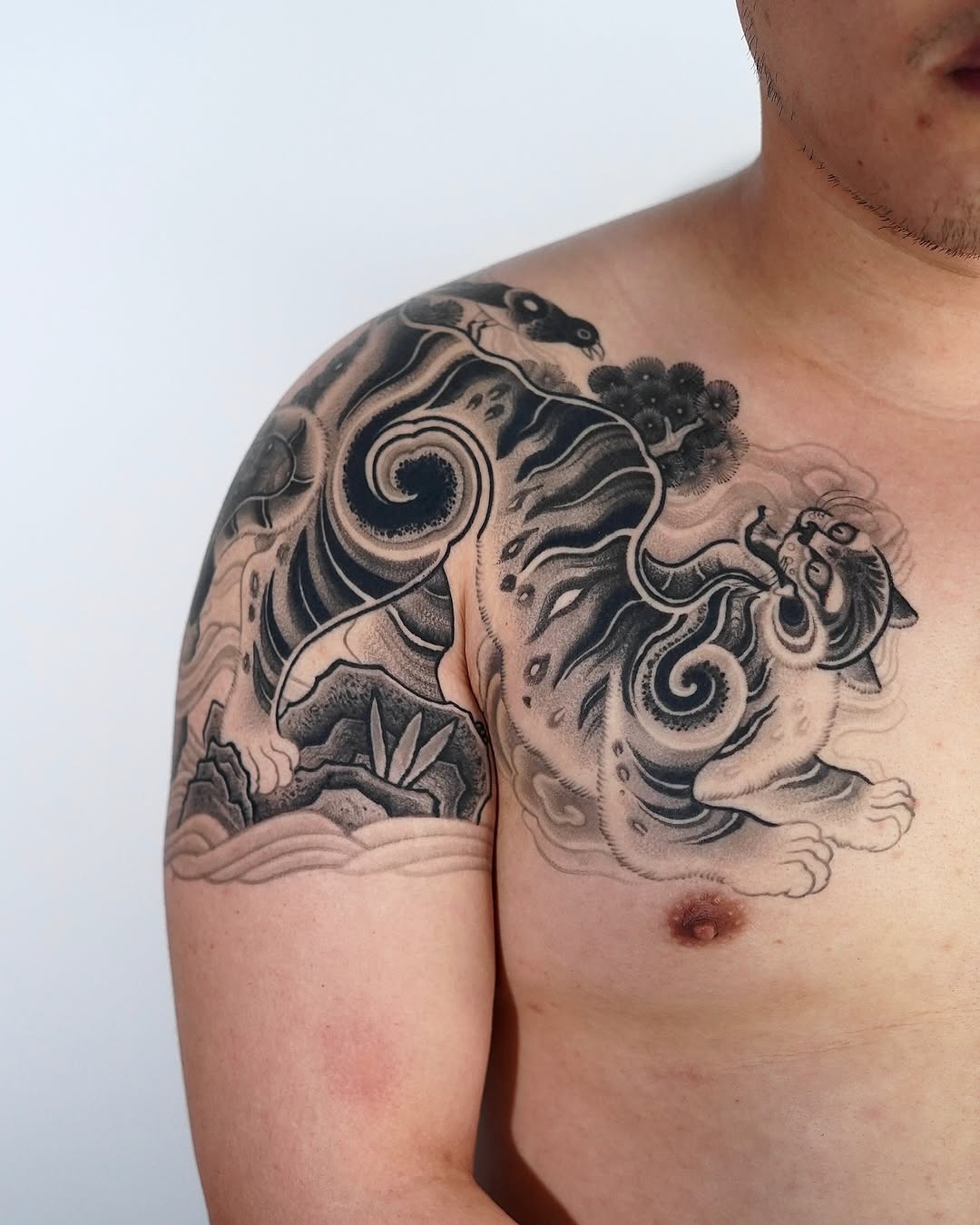 Intricate tiger design showcasing oriental artistry