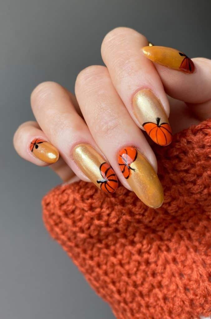 Fall Pumpkin Nails