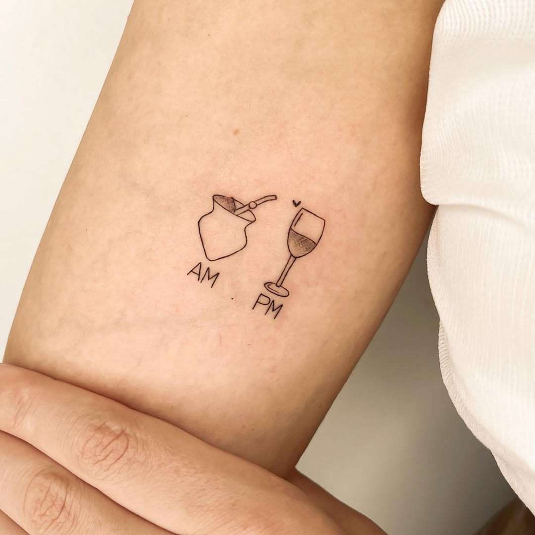 Minimalist tattoo representing day and night drinks