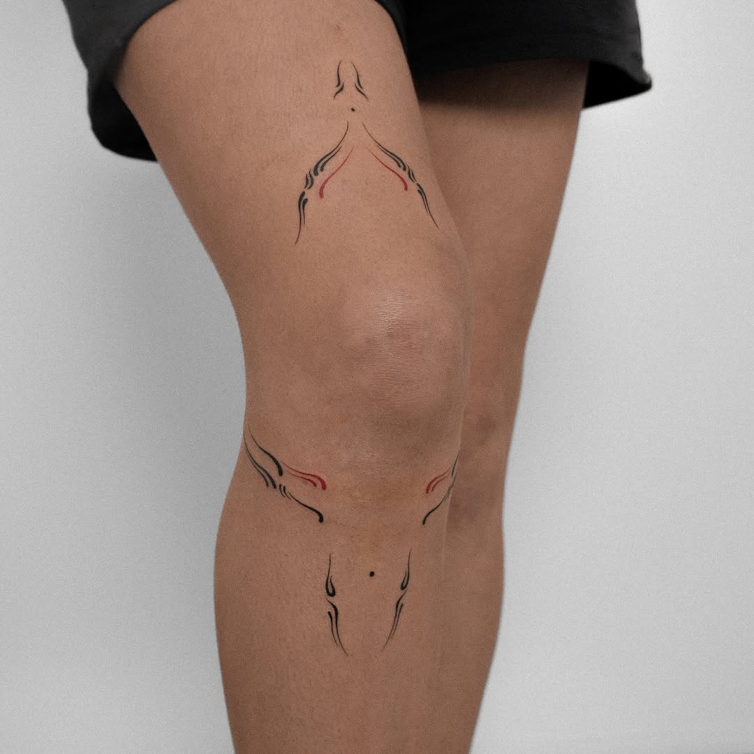 Elegant fine line designs on the knee