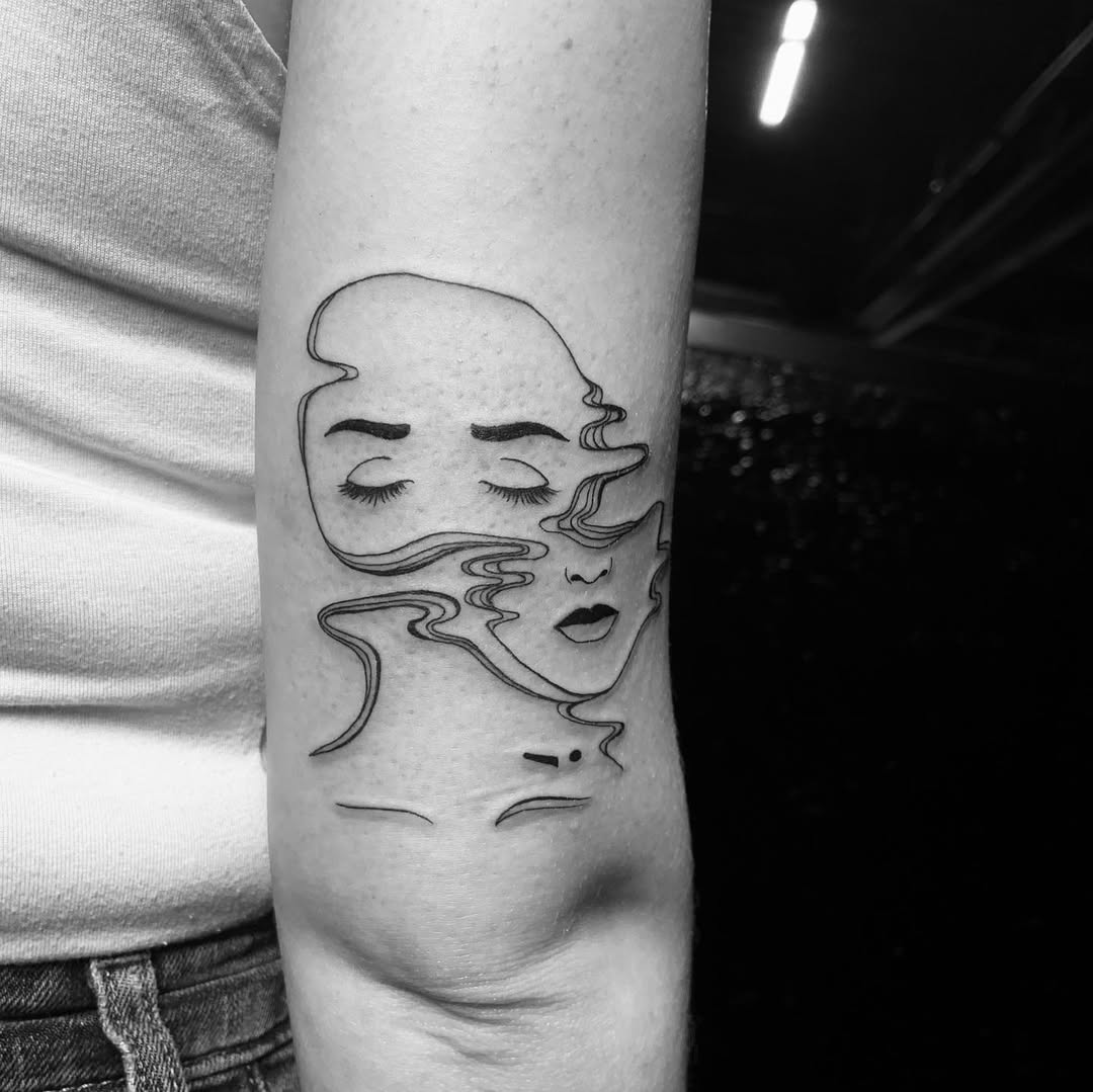 Expressive line art representing mental well-being