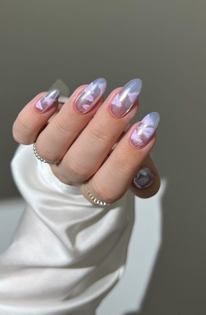 pastels and fluffy cloud chrome nails