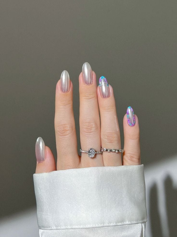 Bridgerton Inspired Chrome Nails