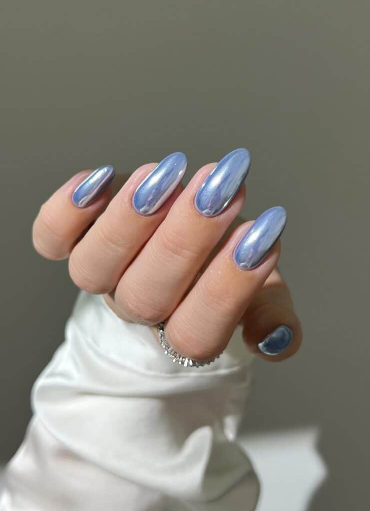 Blue Chrome Nail Designs