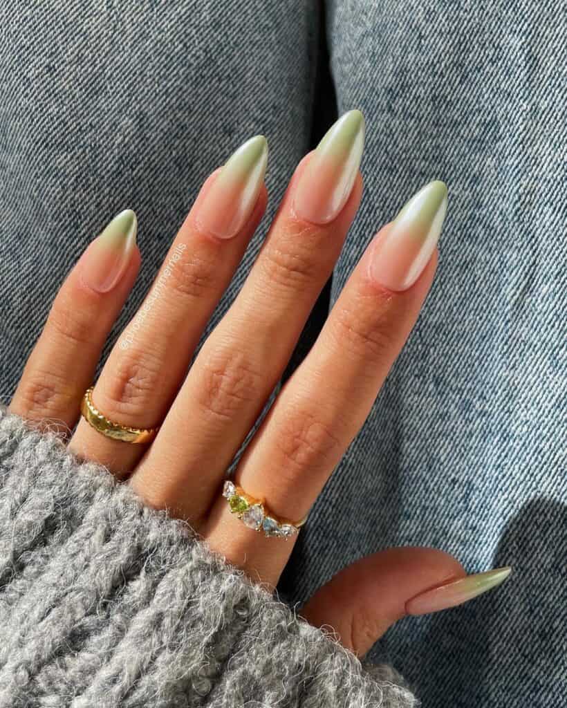 Green Ombre Chrome Nails