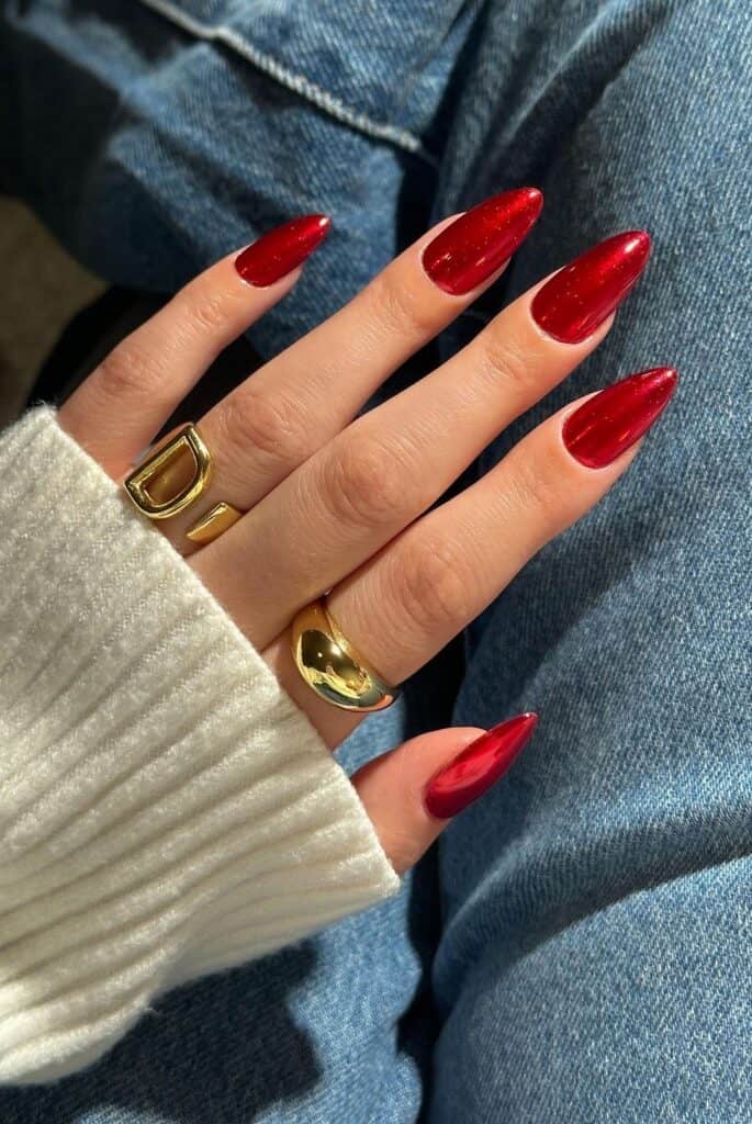 Timeless Red Chrome Nails