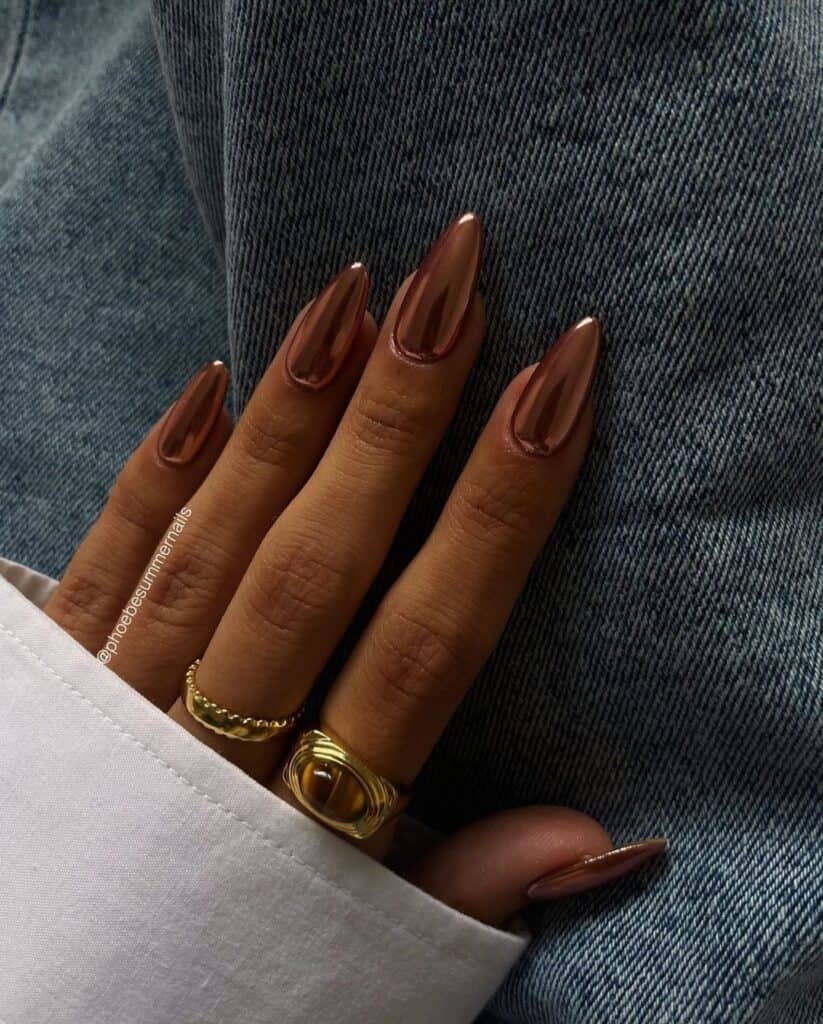 Fall chrome Nail Idea
