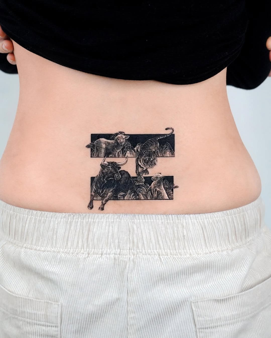 Bold Animal Tattoos on the Waist