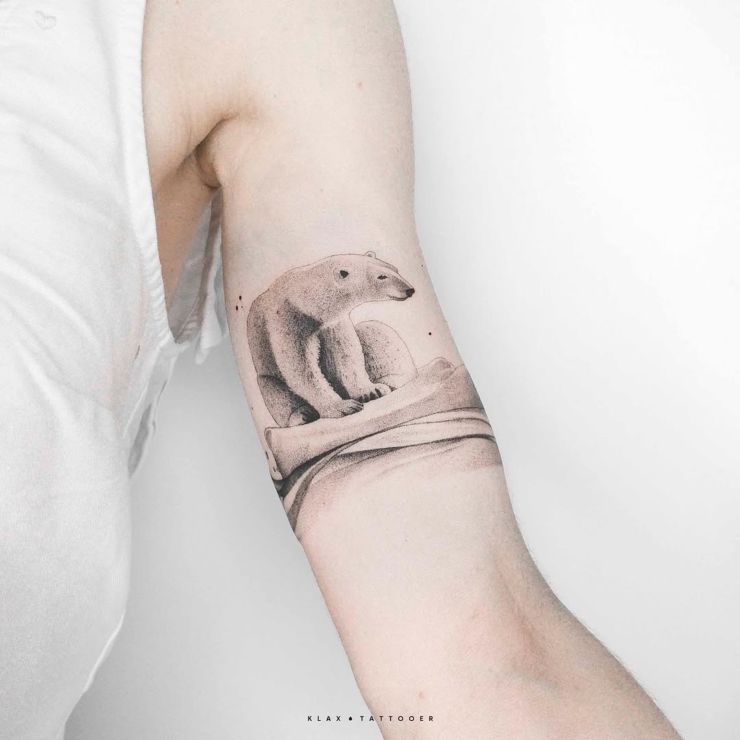 Minimalist Polar Bear Tattoo on Arm