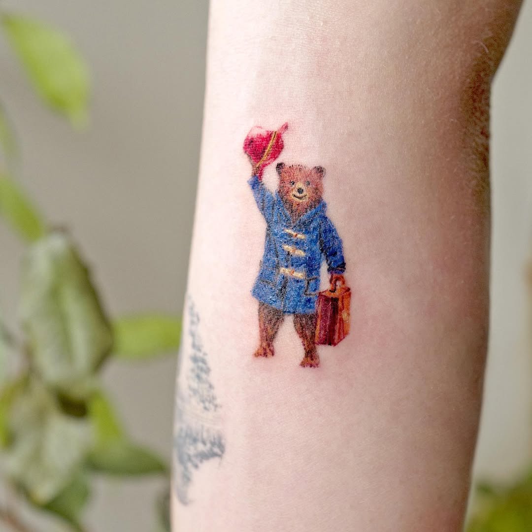 Mysterious bear tattoo with a gothic flair