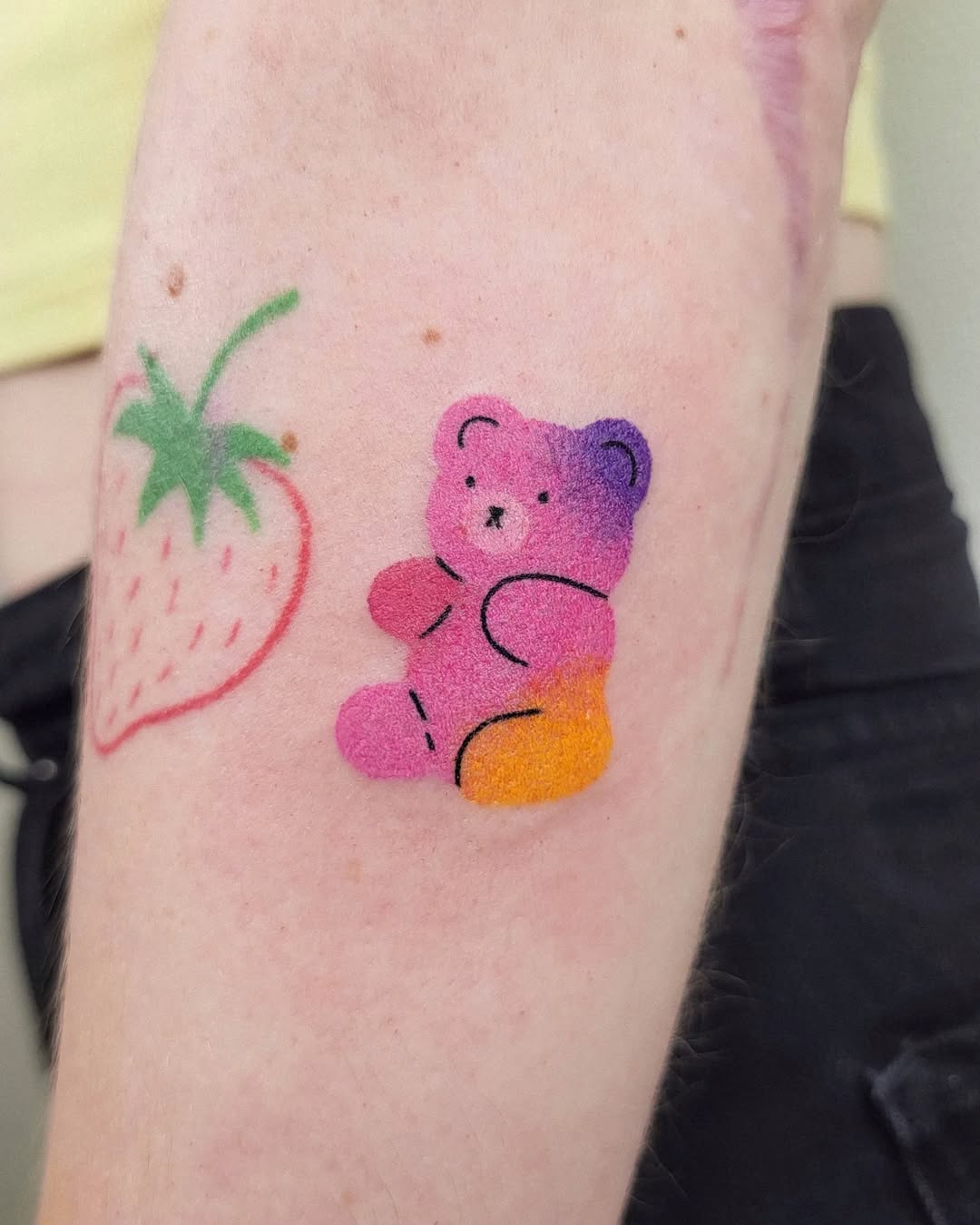 Colorful bear tattoo with vibrant ombre design