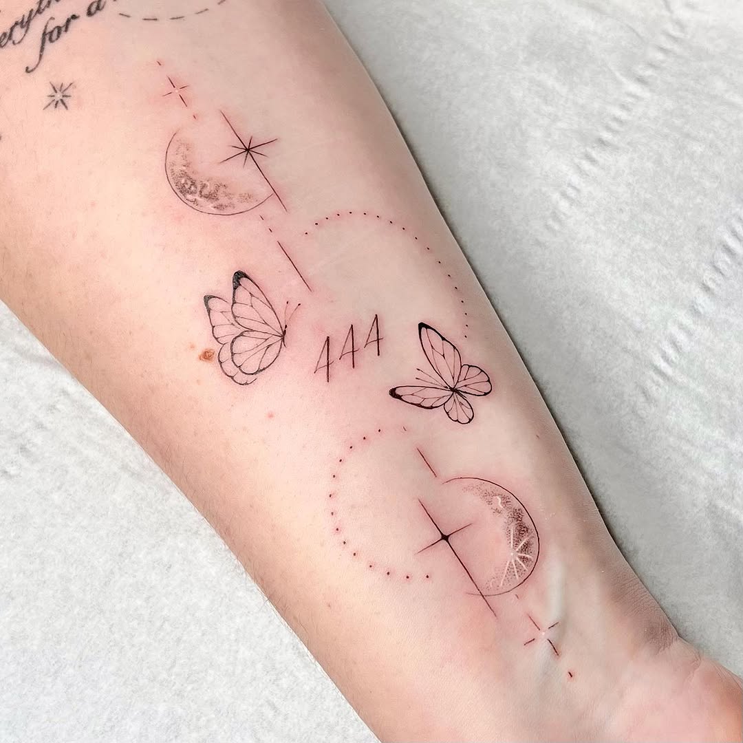 Delicate butterflies and meaningful moon symbols