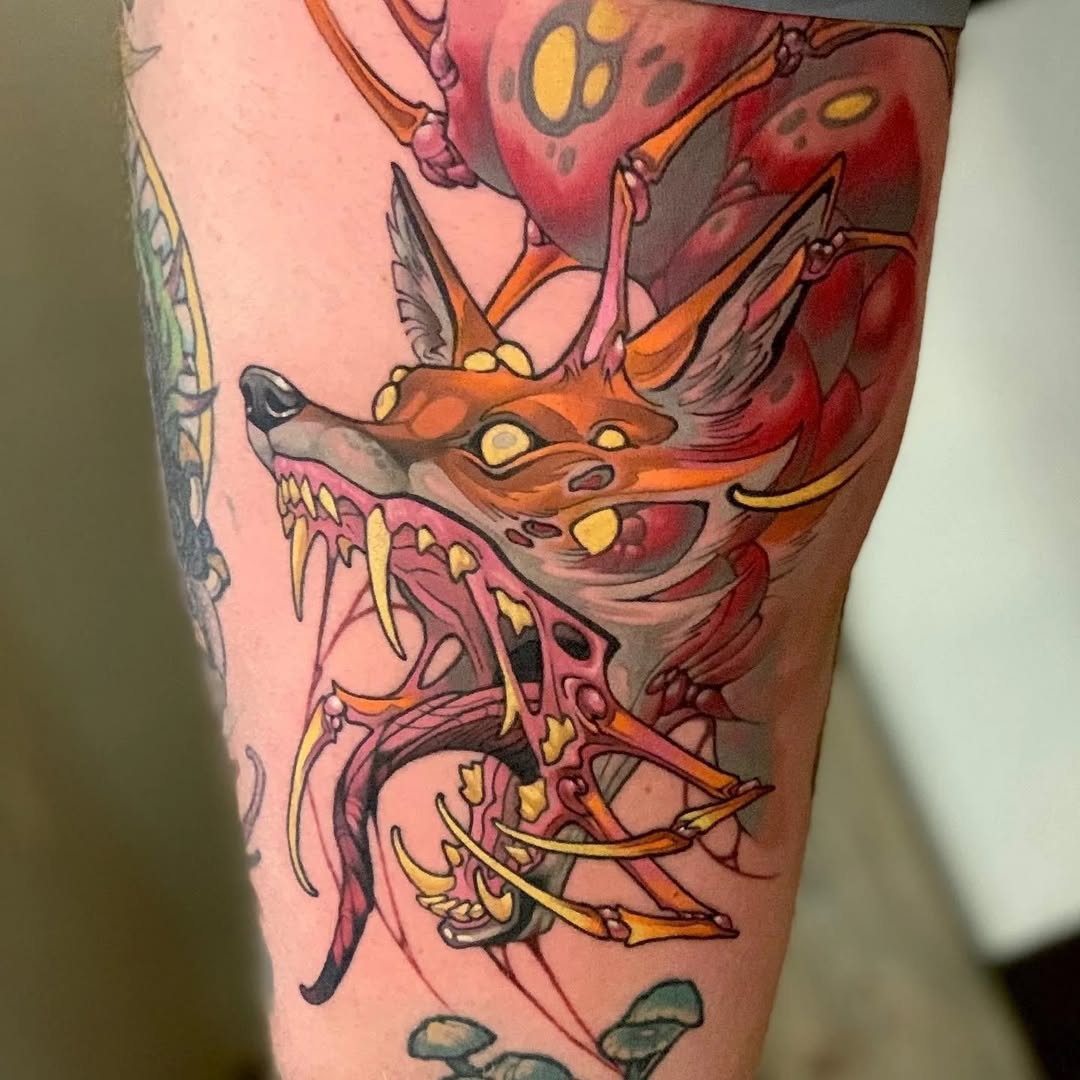 Vivid Fox Tattoo with Unique Details