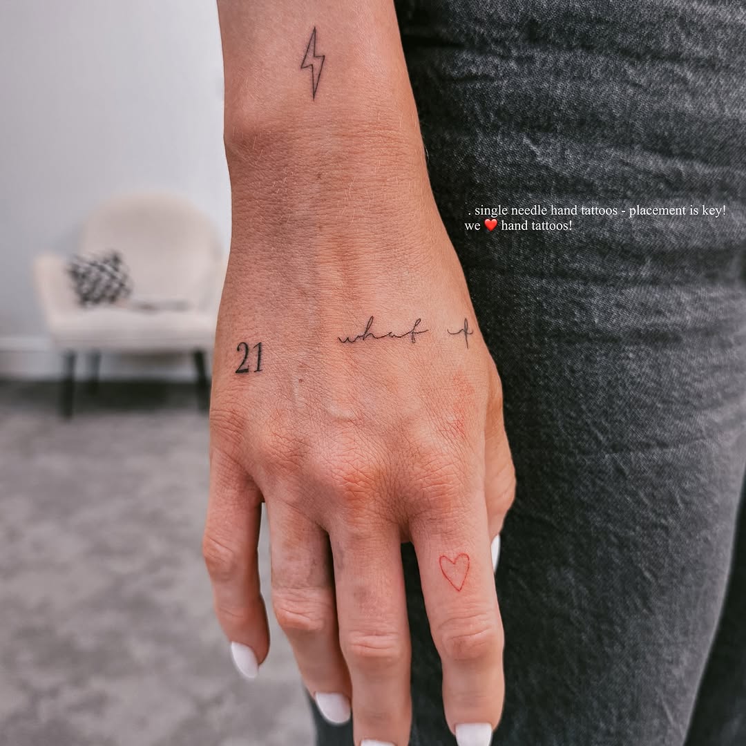 Delicate Single Needle Minimalist Hand Tattoos