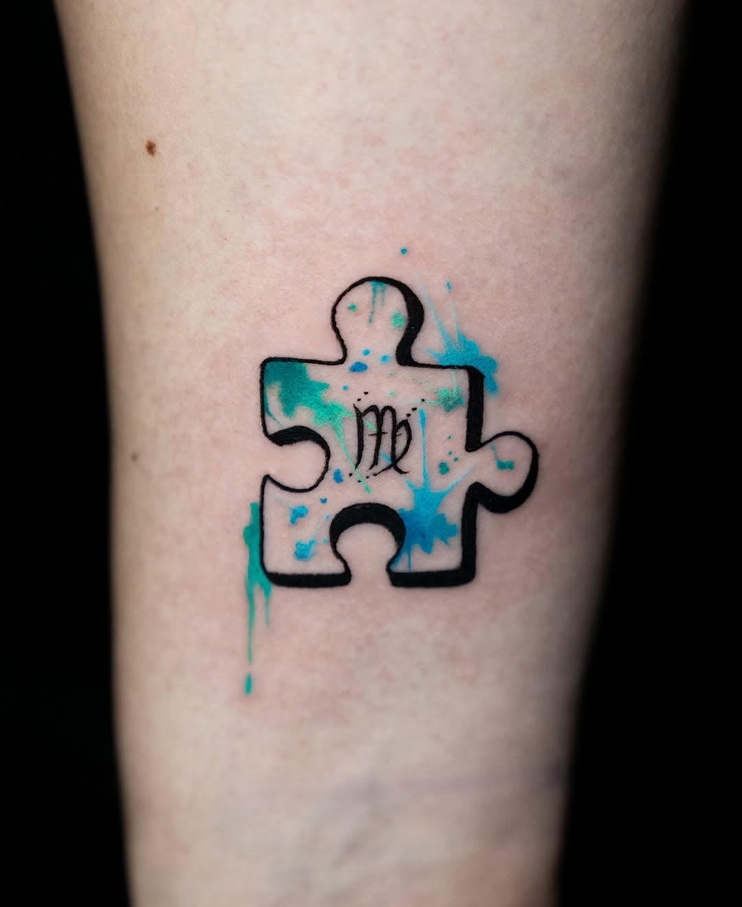 Colorful Virgo Puzzle Piece Tattoo Design