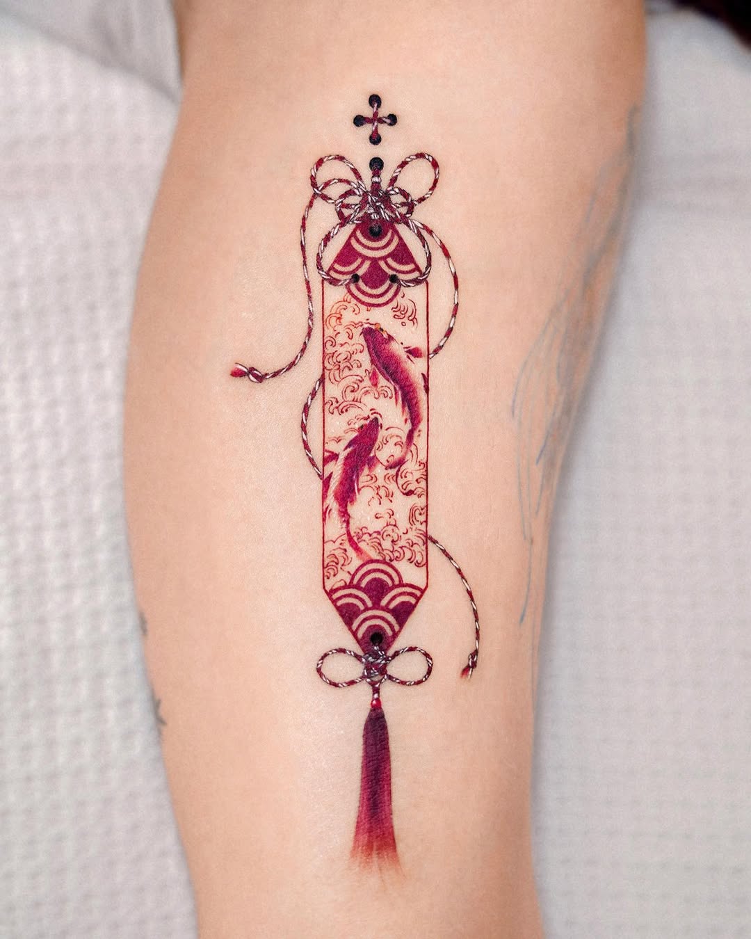 Elegant koi fish tattoo with intricate details