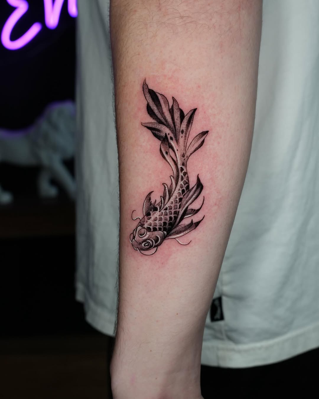 Elegant koi fish tattoo with intricate details