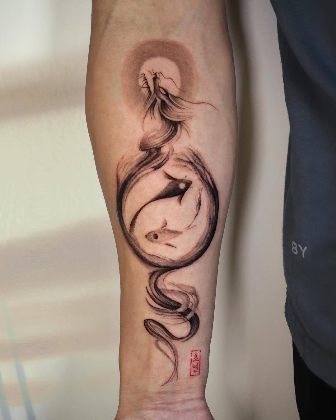 Stunning koi fish tattoo with flowing design