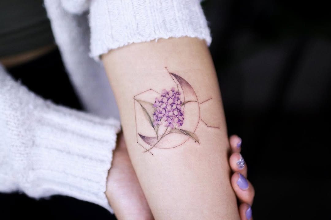 Sagittarius floral moon tattoo inspiration