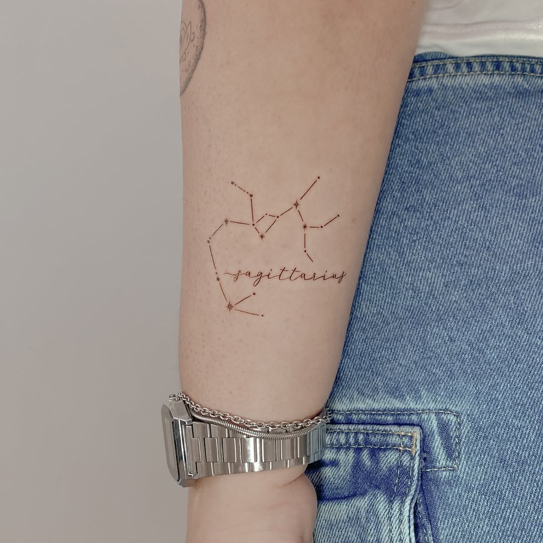 Elegant Sagittarius Constellation Tattoo on Arm