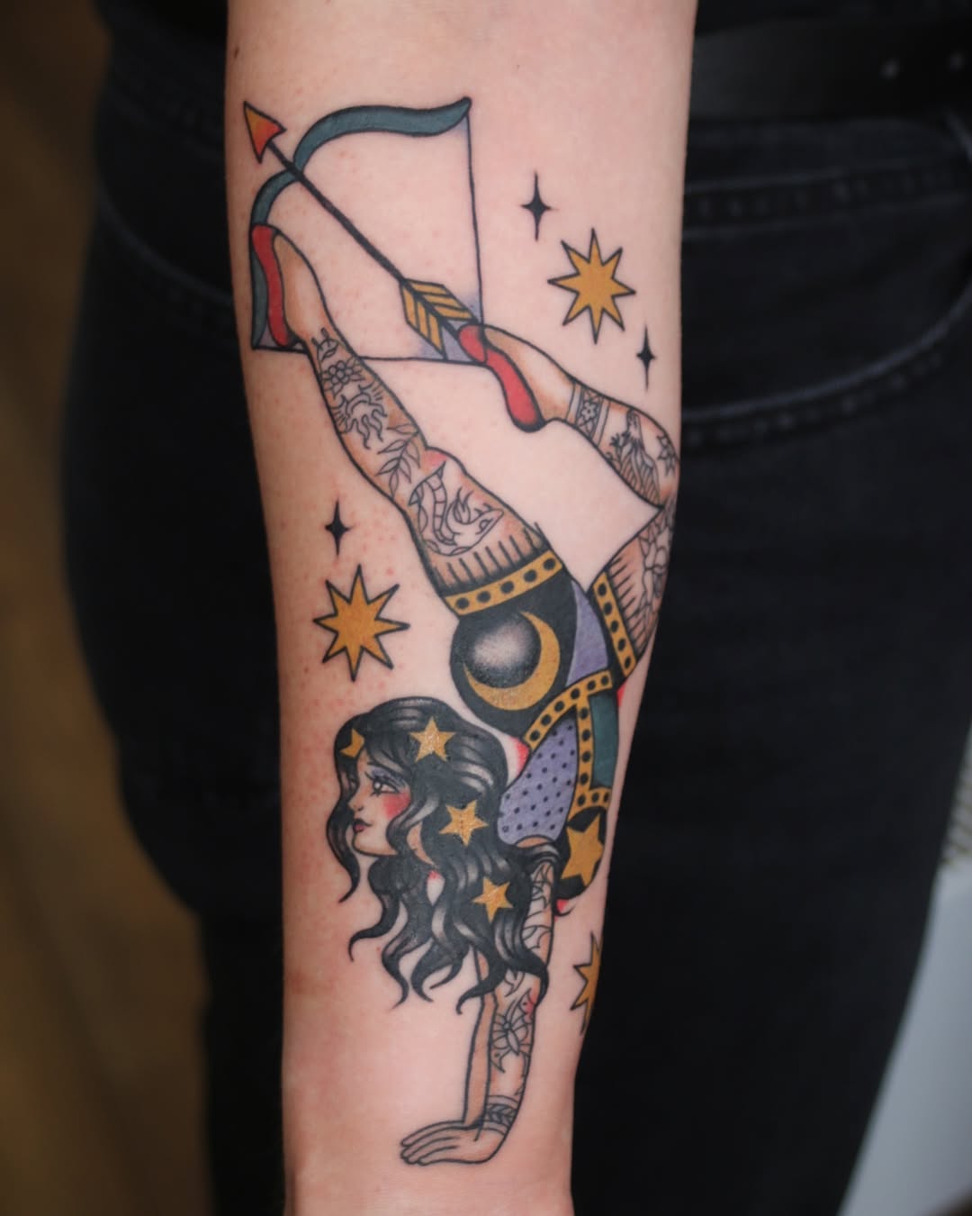 Vibrant Sagittarius Girl Tattoo Showcase