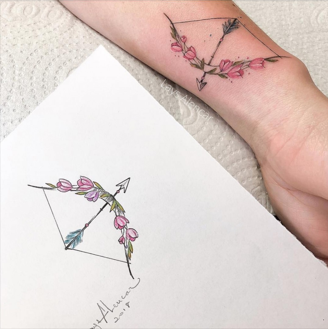 Elegant Sagittarius Arrow with Floral Accents