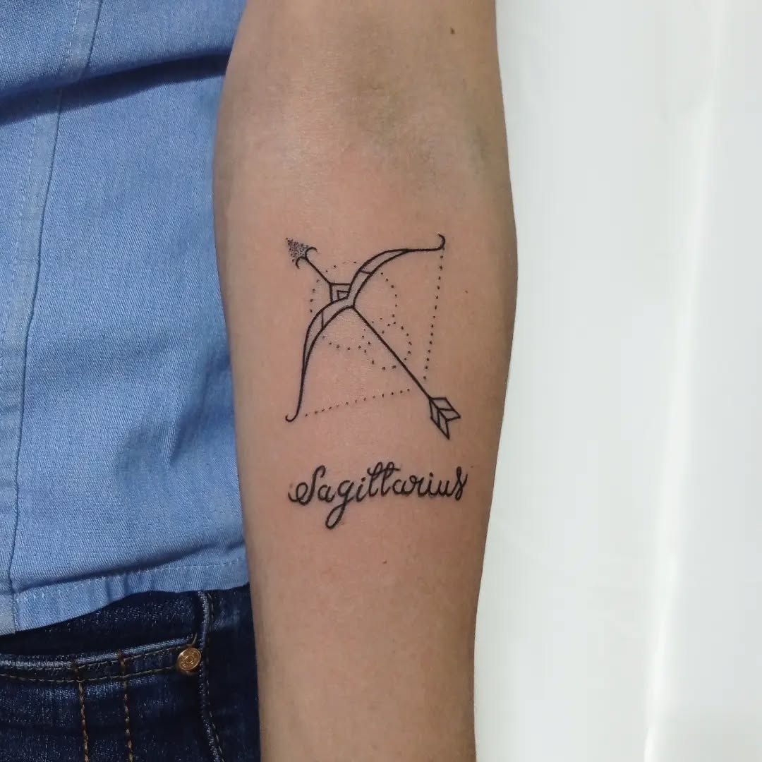 Elegant Sagittarius Bow and Arrow Tattoo Design