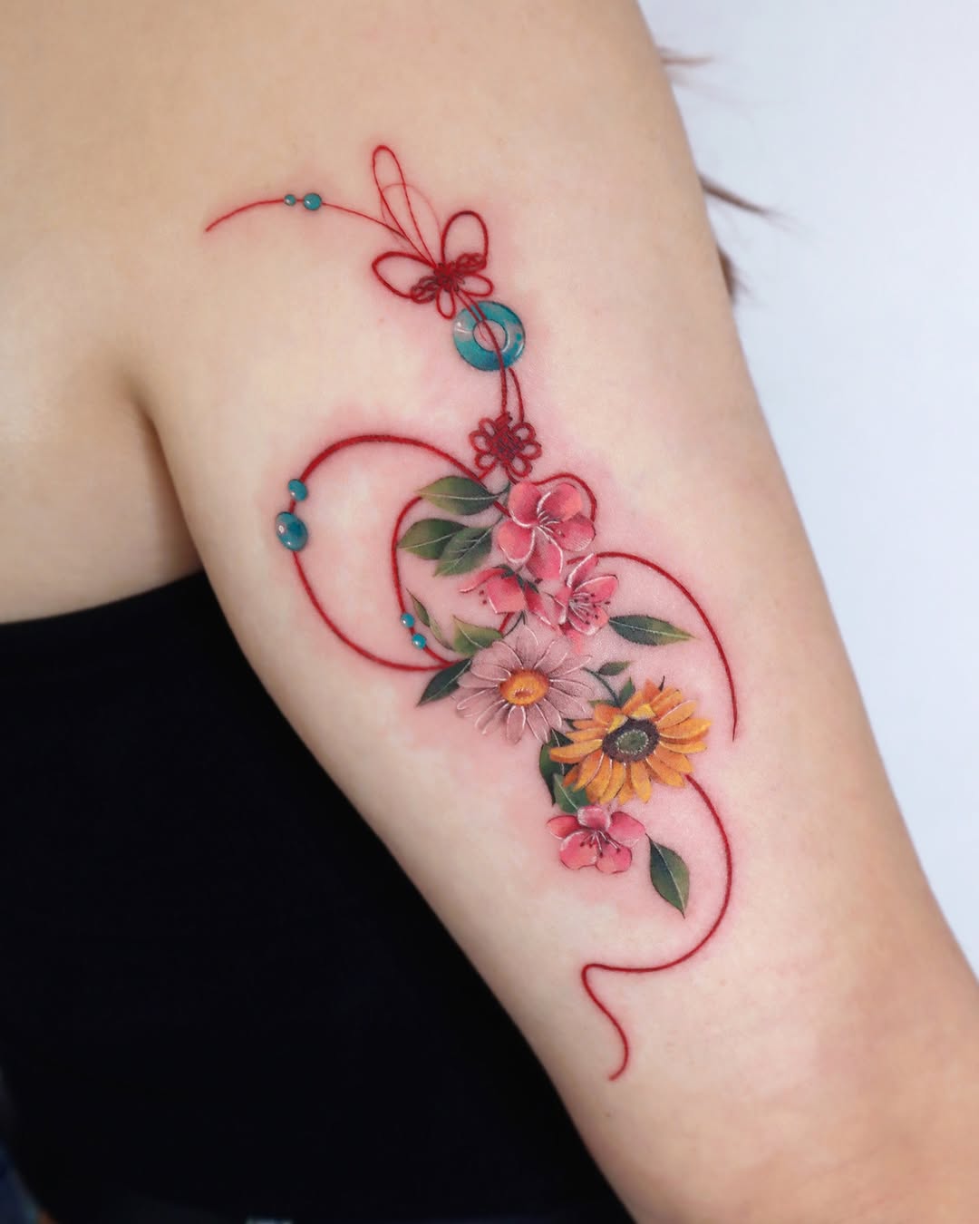 Vibrant Floral Sunflower Tattoo Design