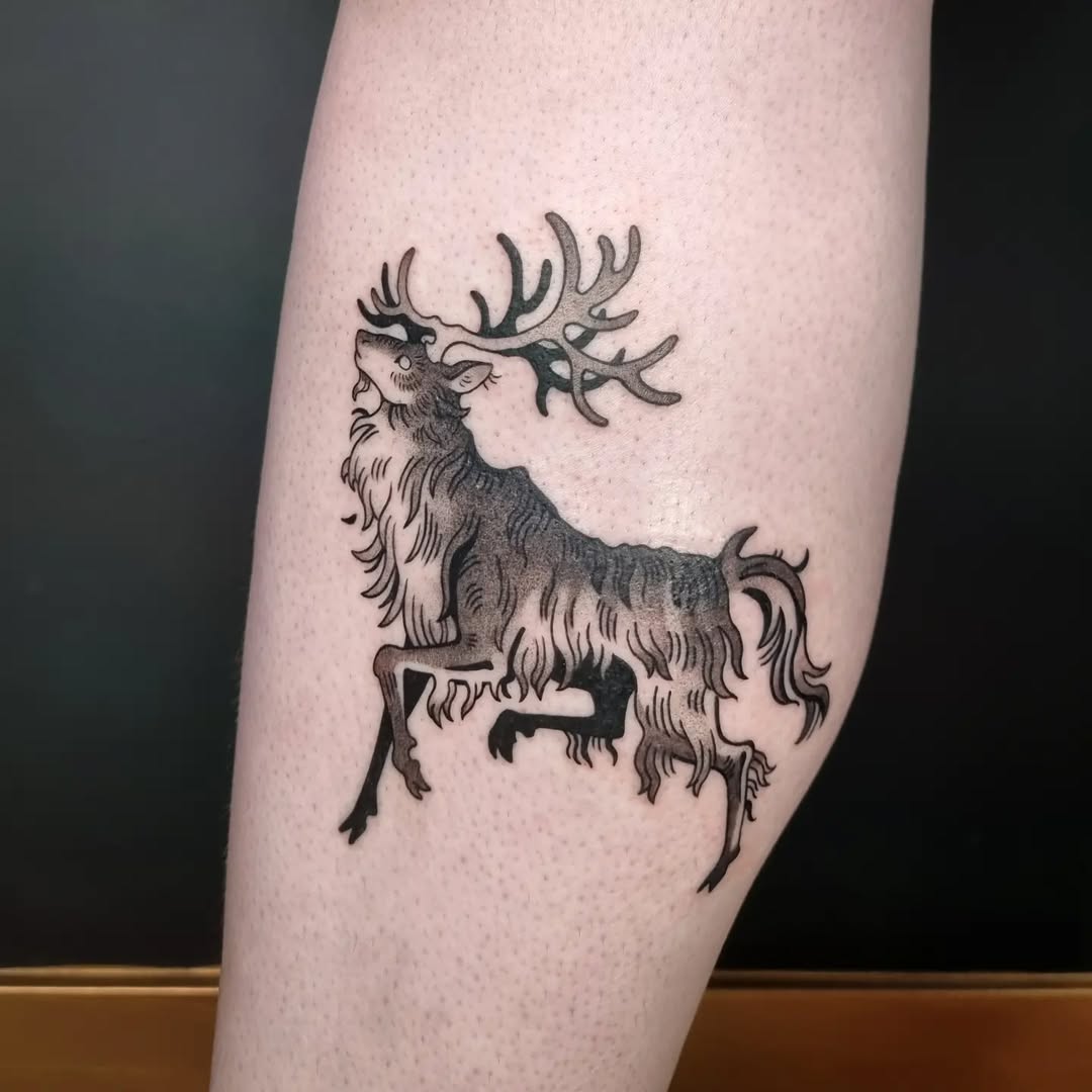 Majestic stag tattoo with intricate details