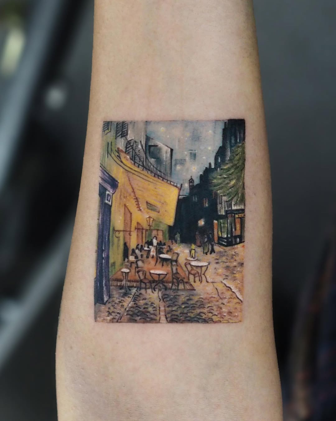 Vibrant café scene inspired by Van Gogh