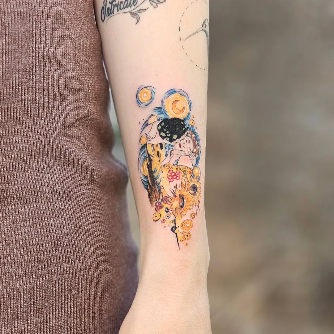 Unique Starry Night Tattoo in Vibrant Colors